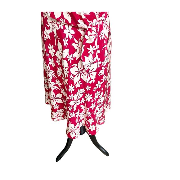 Chadwick’s Vintage Hawaiian Print Wrap Dress Size 8 Petite Red Ivory 100% Silk - Picture 6 of 11